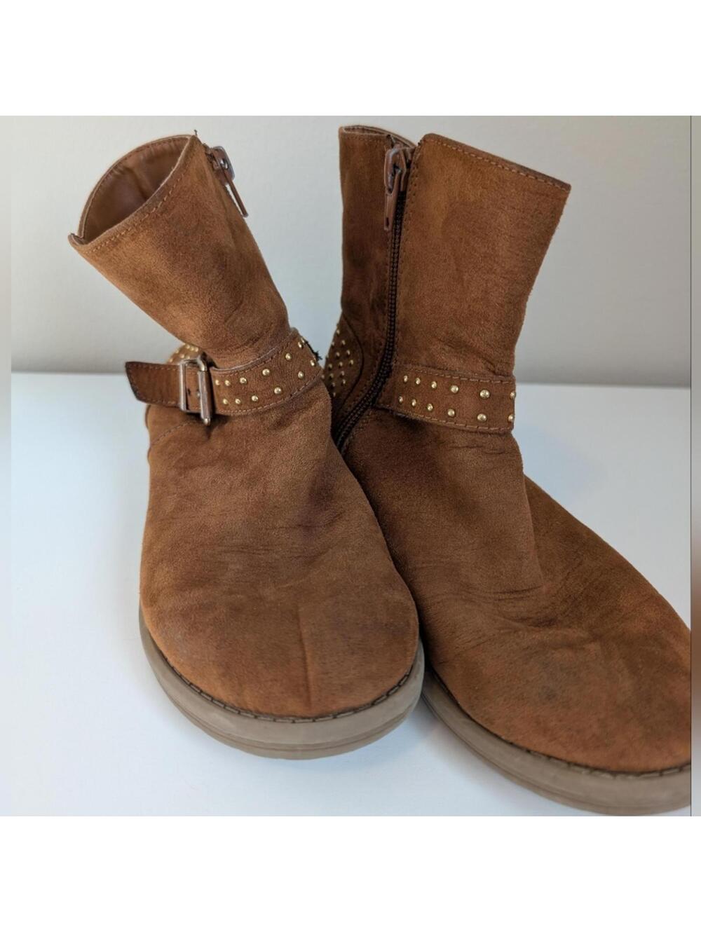 Brash Youth Girl Boots Size 2 Brown Embellished Fall Autumn Western Boho Cowgirl